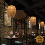 luminaire en paille de bambou